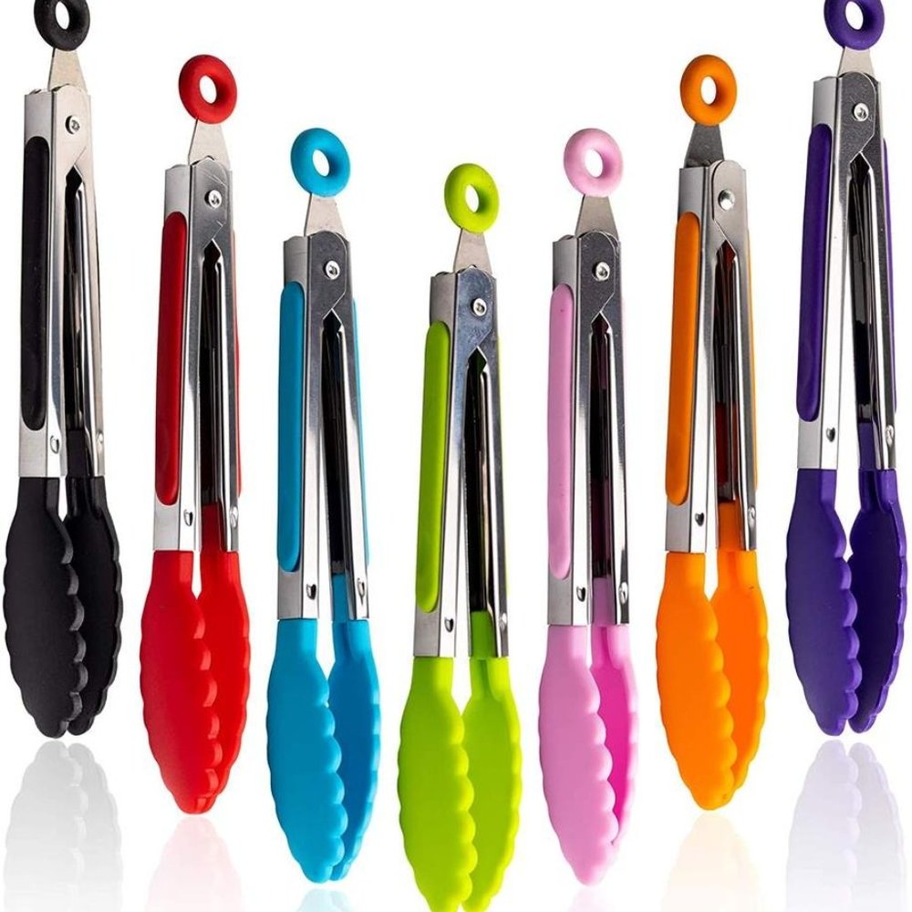 Stainless Steel 7 Inch  Silicone Party mini Tong Utensils for personal servings